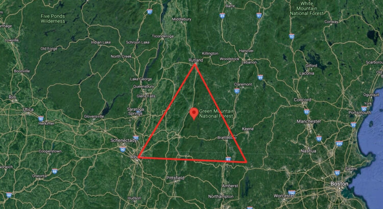 Přibližné vymezení Benningtonského trojúhelníku