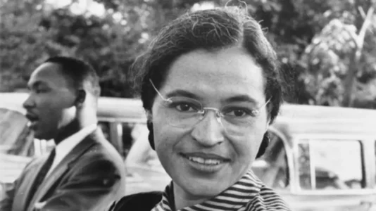 Rosa Parksová, v pozadí M. L. King