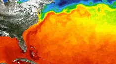 Golfský proud distribuuje teplejší vodu na sever